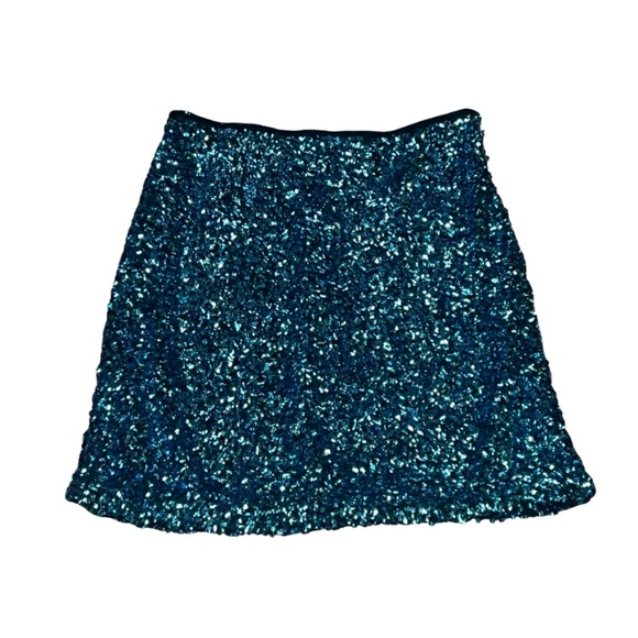 Buddy Love Black and Teal Sequin Cropped Top and Skirt Set - Picture 3 of 11